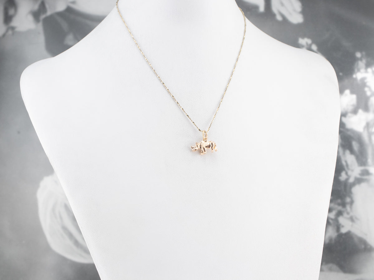 Vintage Gold Rhino Charm