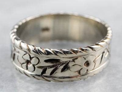 White Gold Floral Pattern Band