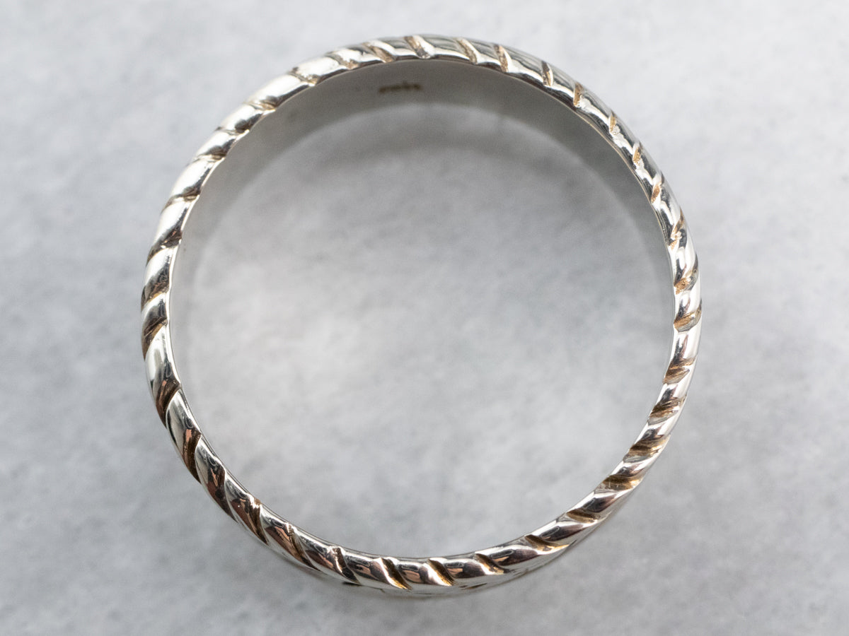 White Gold Floral Pattern Band