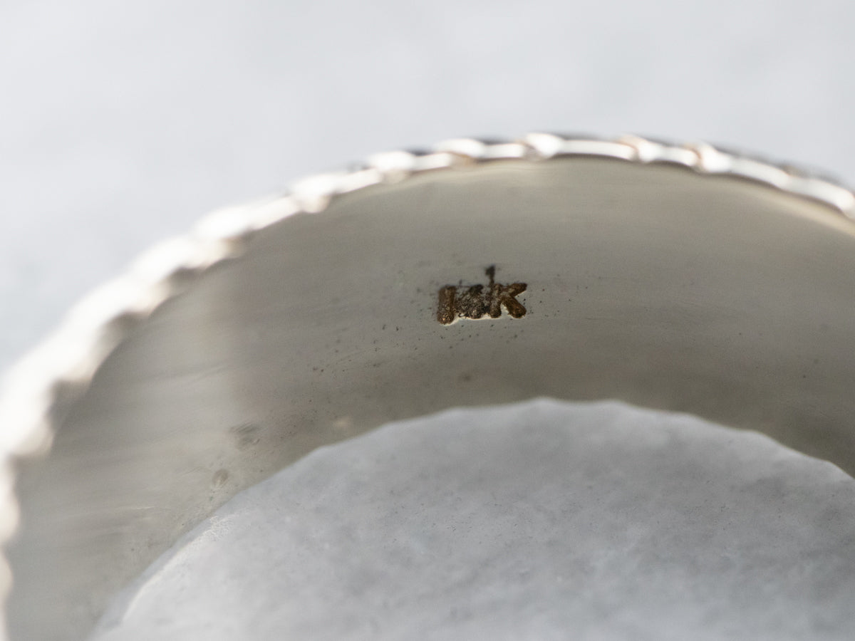 White Gold Floral Pattern Band