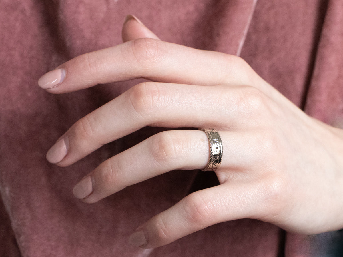 White Gold Floral Pattern Band