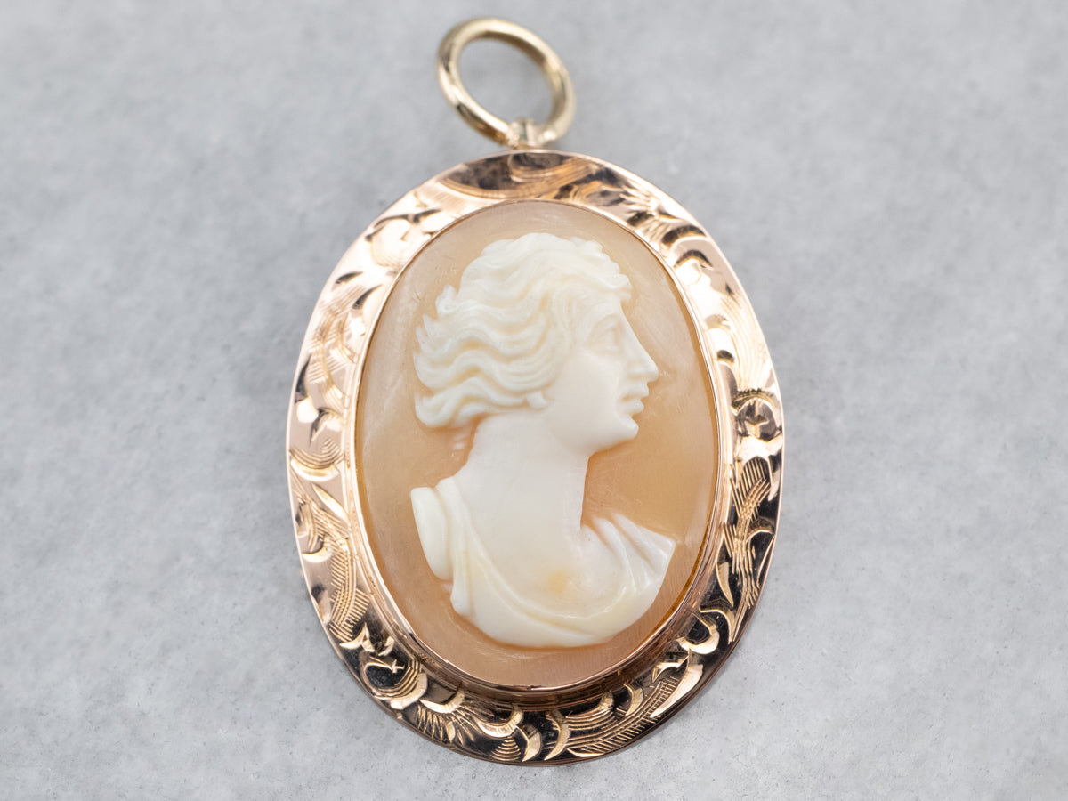 Engraved Rose Gold Cameo Pendant