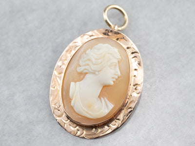 Engraved Rose Gold Cameo Pendant