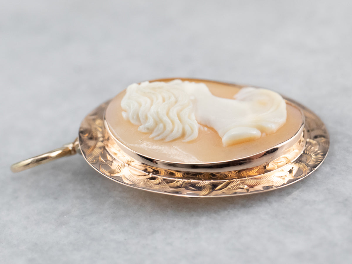 Engraved Rose Gold Cameo Pendant