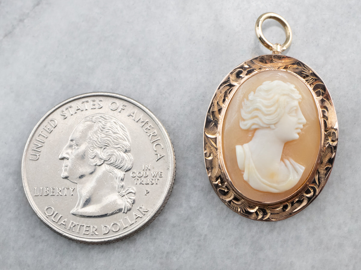 Engraved Rose Gold Cameo Pendant