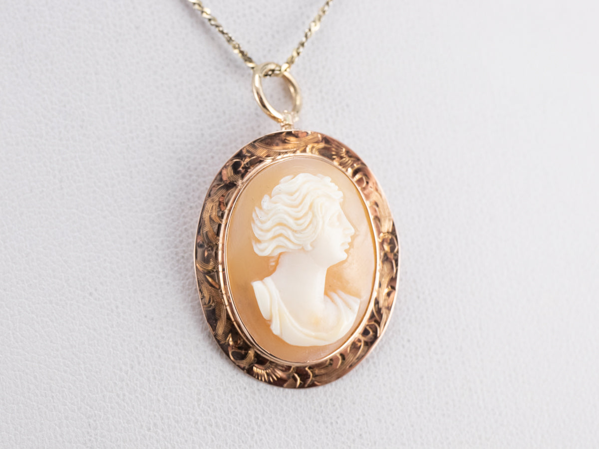 Engraved Rose Gold Cameo Pendant