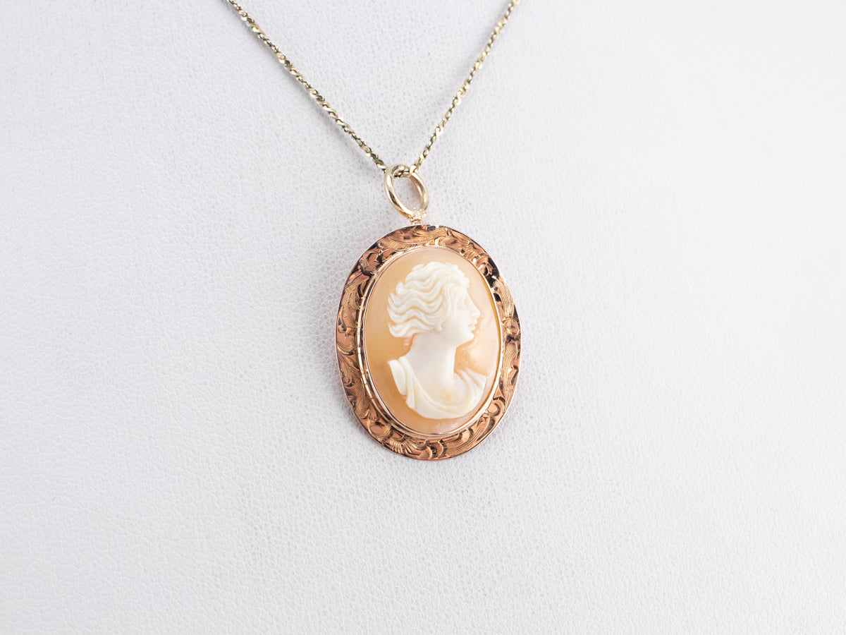 Engraved Rose Gold Cameo Pendant