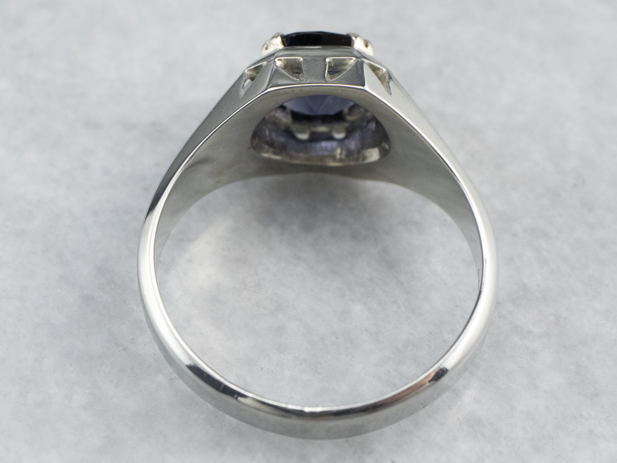 Two Tone Gold Vintage Spinel Solitaire Ring