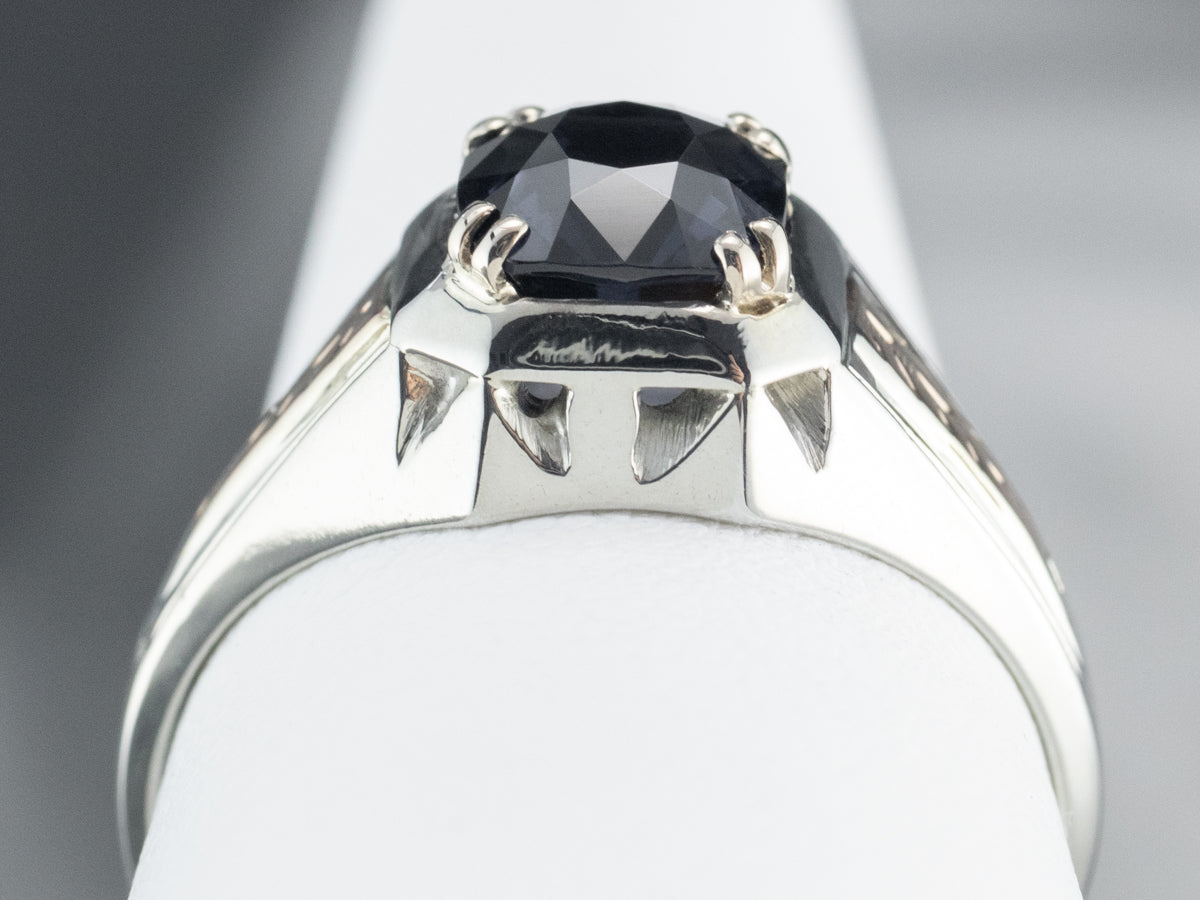 Two Tone Gold Vintage Spinel Solitaire Ring