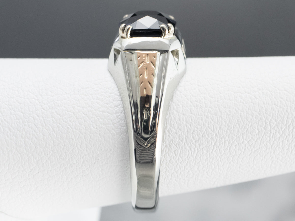 Two Tone Gold Vintage Spinel Solitaire Ring