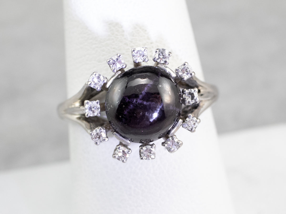 Anillo Estrella de Oro con Granate y Diamantes