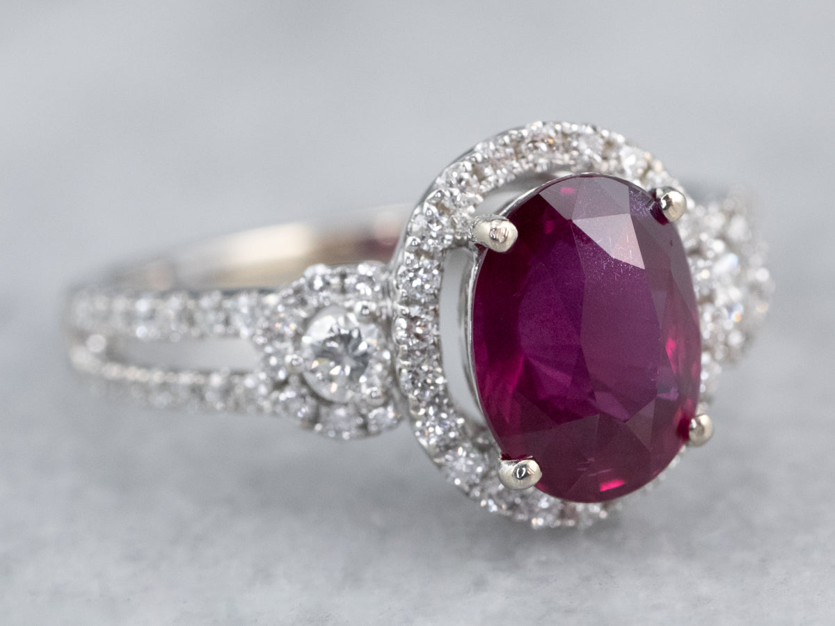 Modern Ruby and Diamond Engagement Ring - Market Square Jewelers