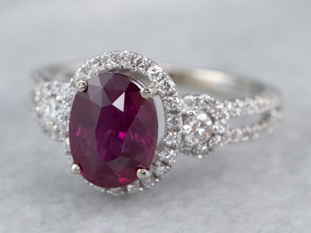 Modern Ruby and Diamond Engagement Ring