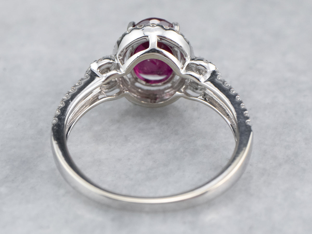 Modern Ruby and Diamond Engagement Ring