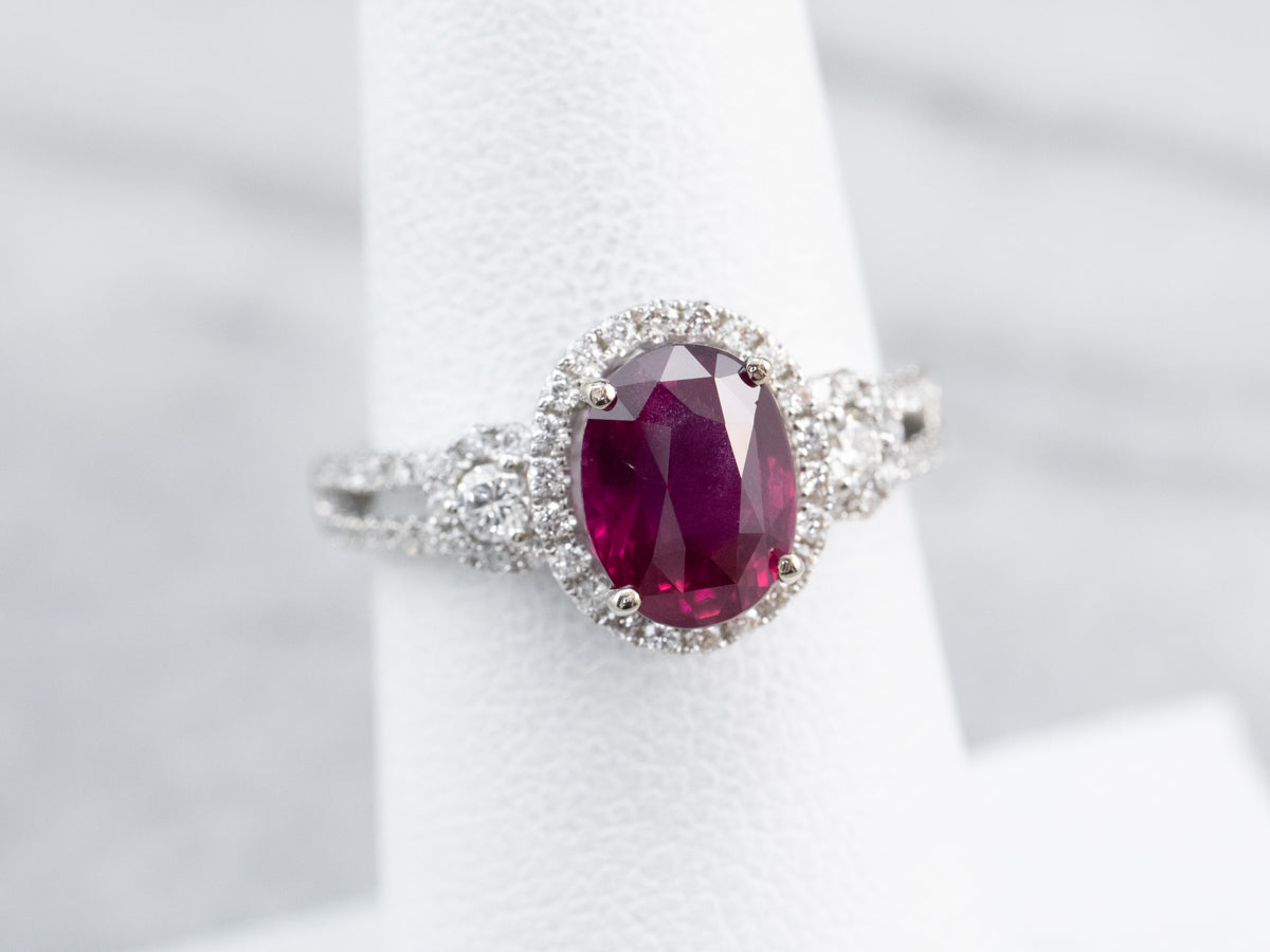 Modern Ruby and Diamond Engagement Ring