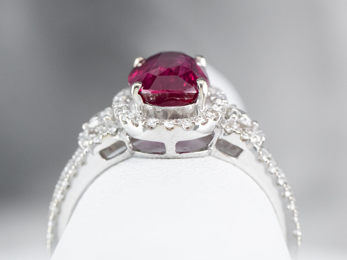 Modern Ruby and Diamond Engagement Ring