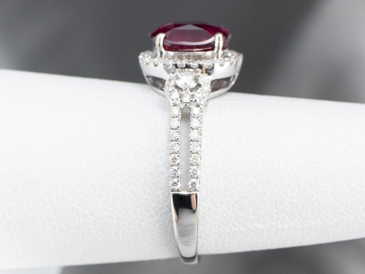 Modern Ruby and Diamond Engagement Ring