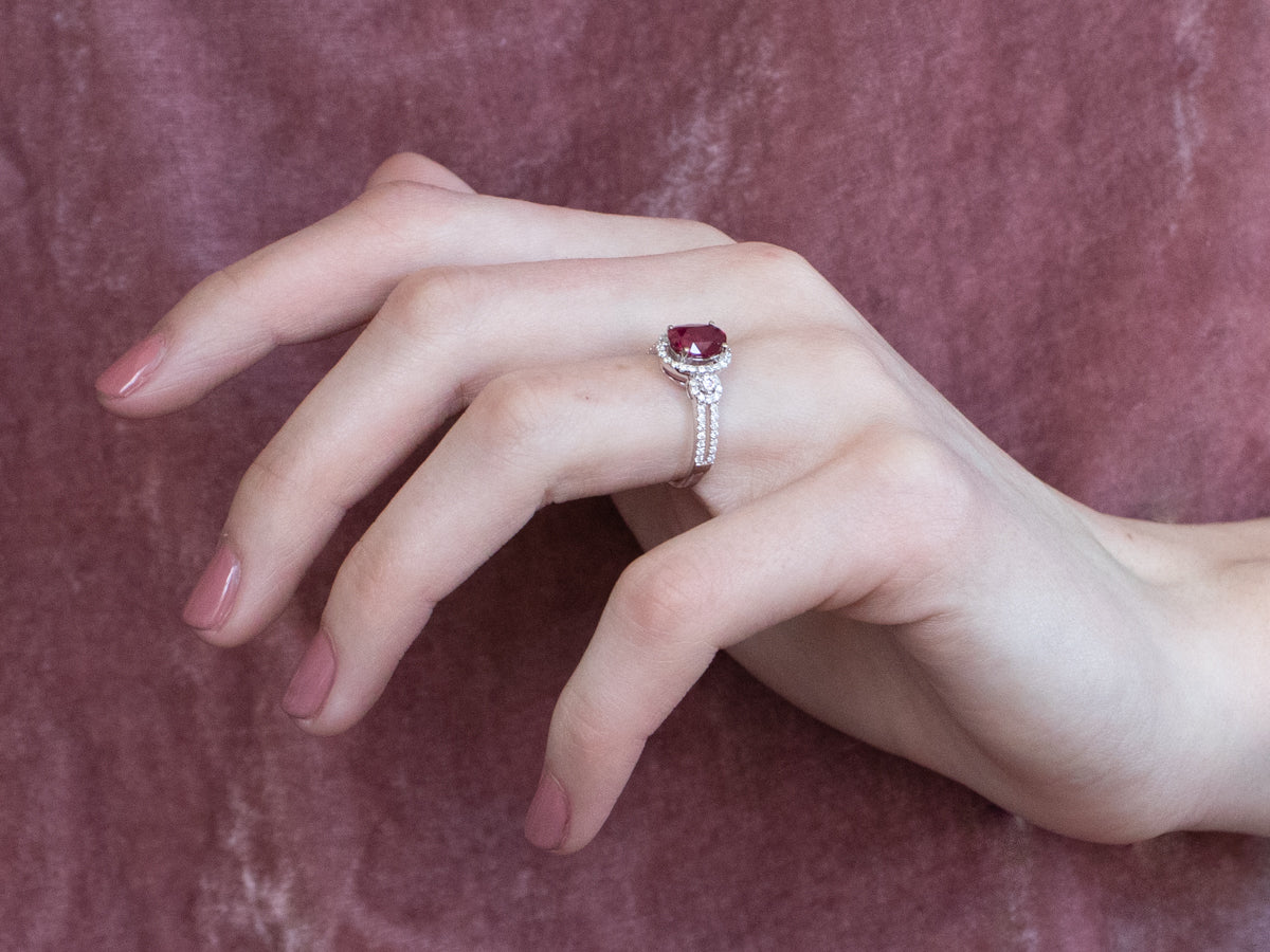 Modern Ruby and Diamond Engagement Ring