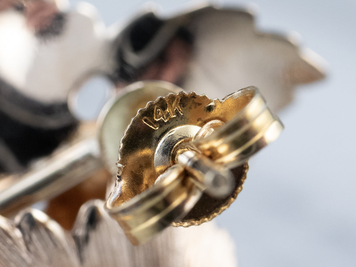 Green Sapphire Gold Leaf Earrings