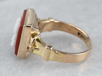 Vintage Hardstone Cameo Gold Ring