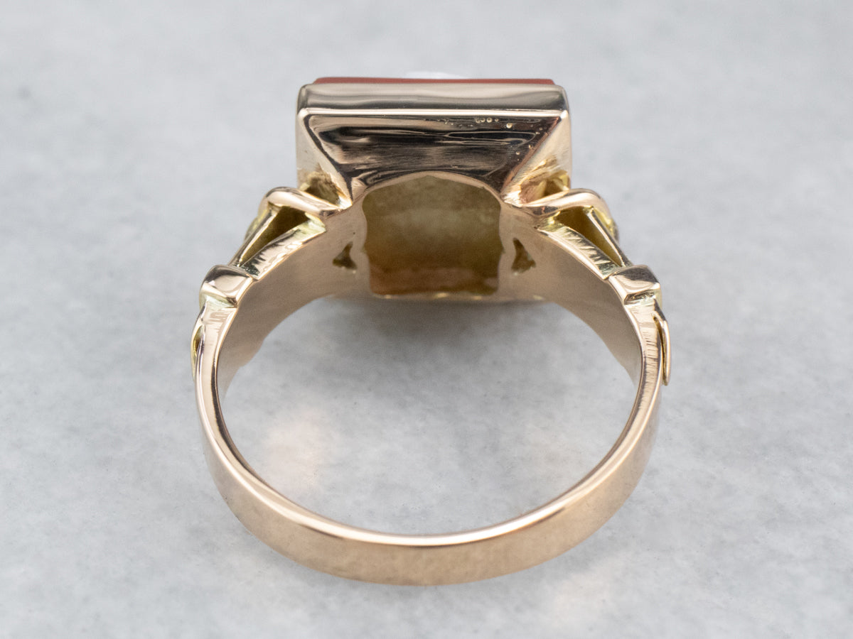 Vintage Hardstone Cameo Gold Ring