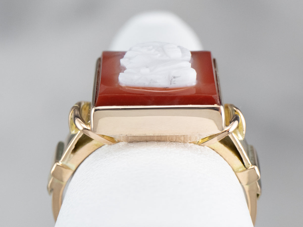 Vintage Hardstone Cameo Gold Ring
