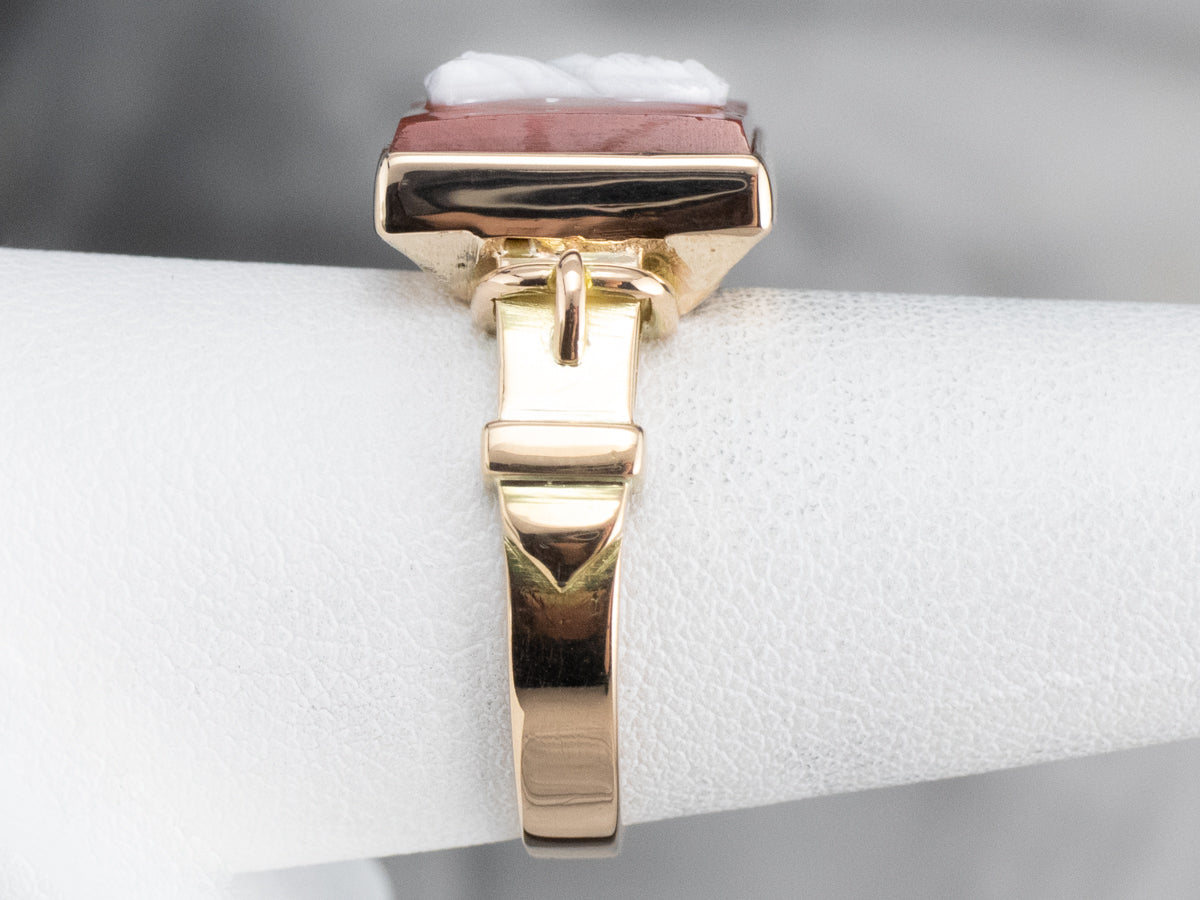 Vintage Hardstone Cameo Gold Ring