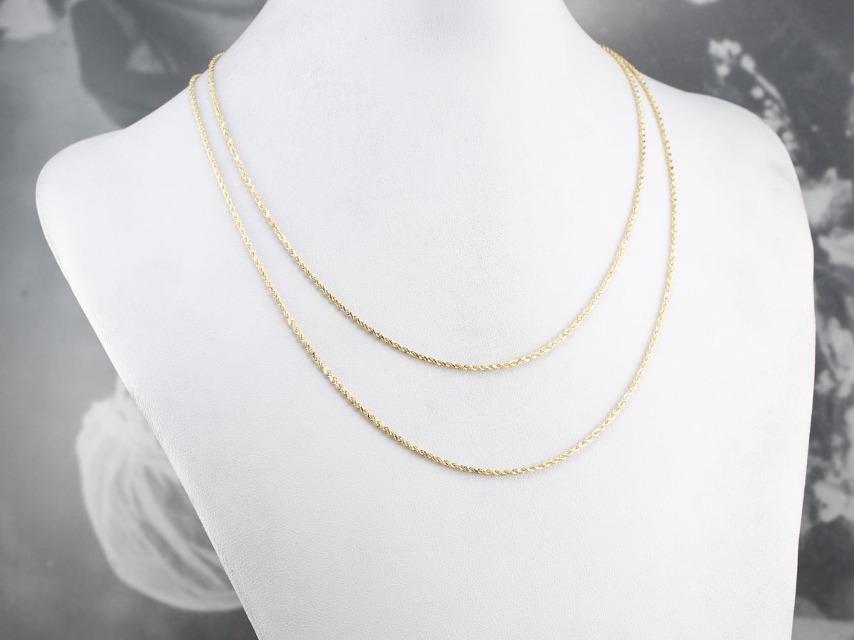 14K Gold Long Rope Twist Chain