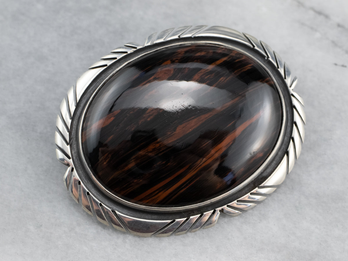 Sterling Silver Jasper Brooch or Pendant