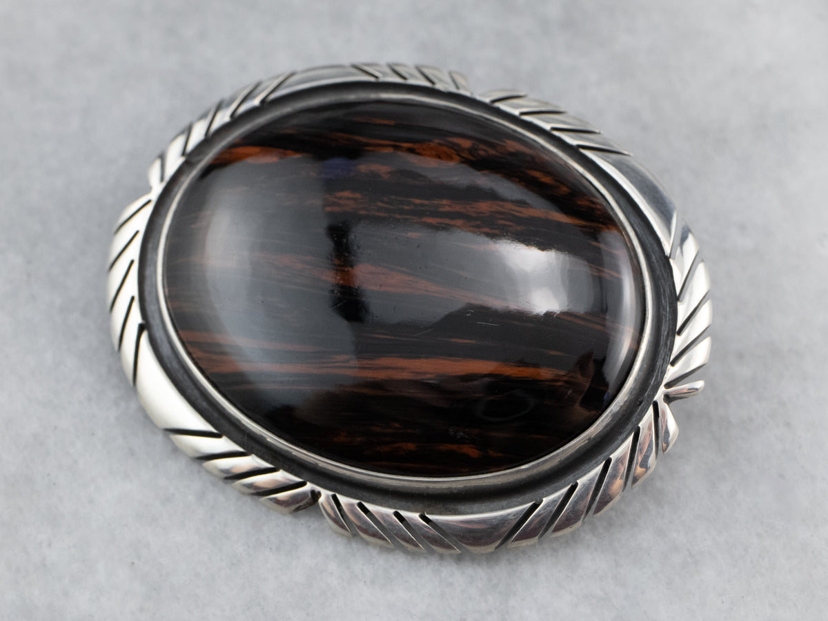 Sterling Silver Jasper Brooch or Pendant