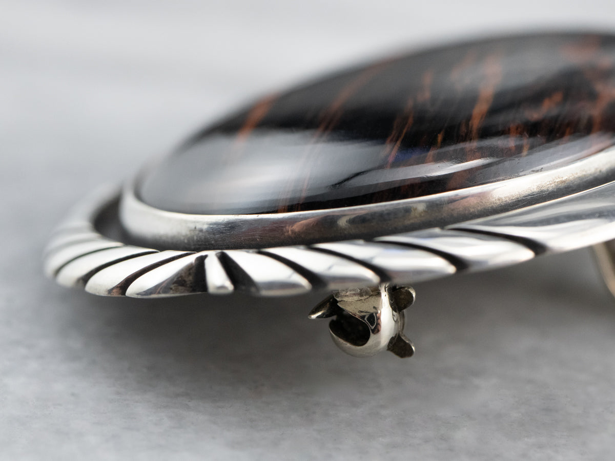 Sterling Silver Jasper Brooch or Pendant