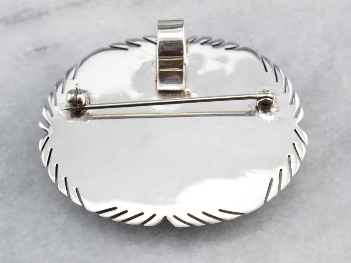 Sterling Silver Jasper Brooch or Pendant