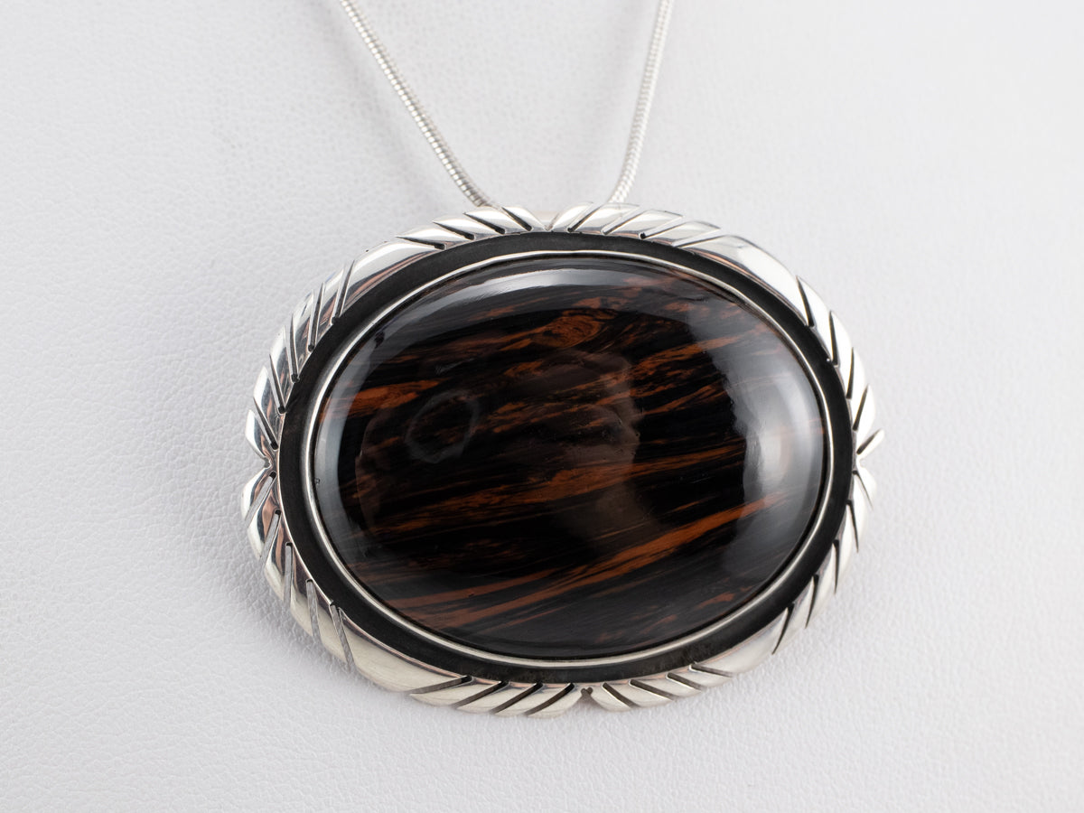 Sterling Silver Jasper Brooch or Pendant