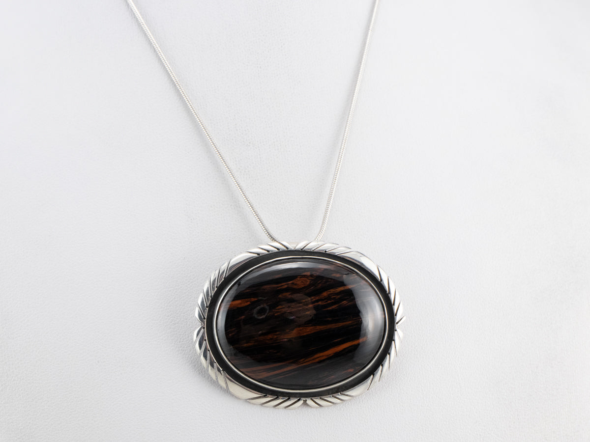 Sterling Silver Jasper Brooch or Pendant
