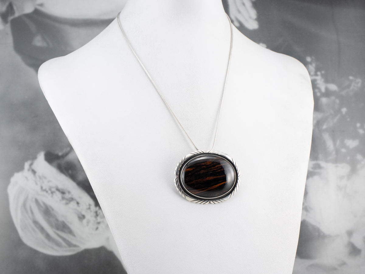 Sterling Silver Jasper Brooch or Pendant