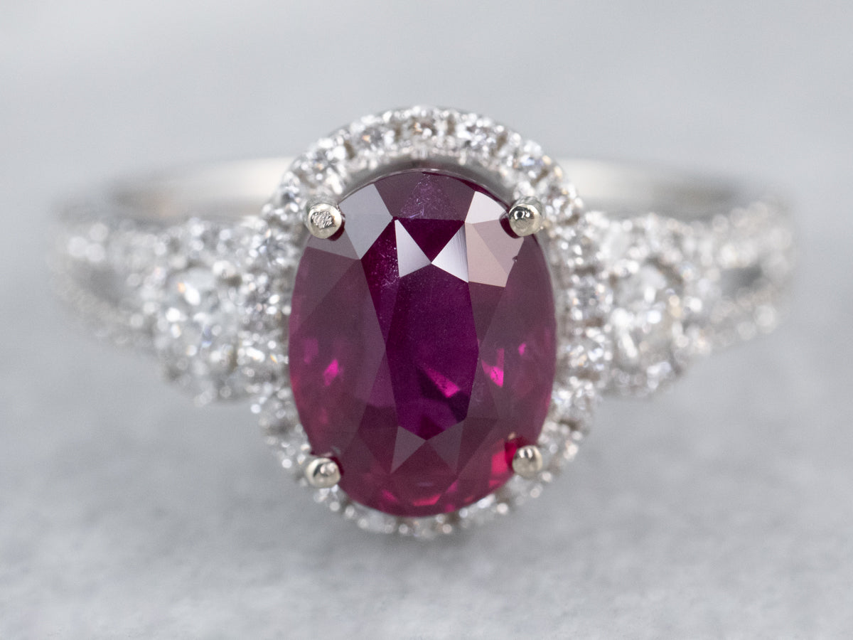 Modern Ruby and Diamond Engagement Ring