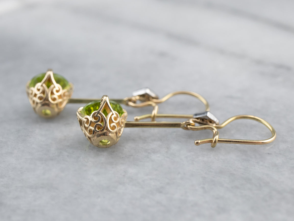 Peridot and Diamond Drop Earrings