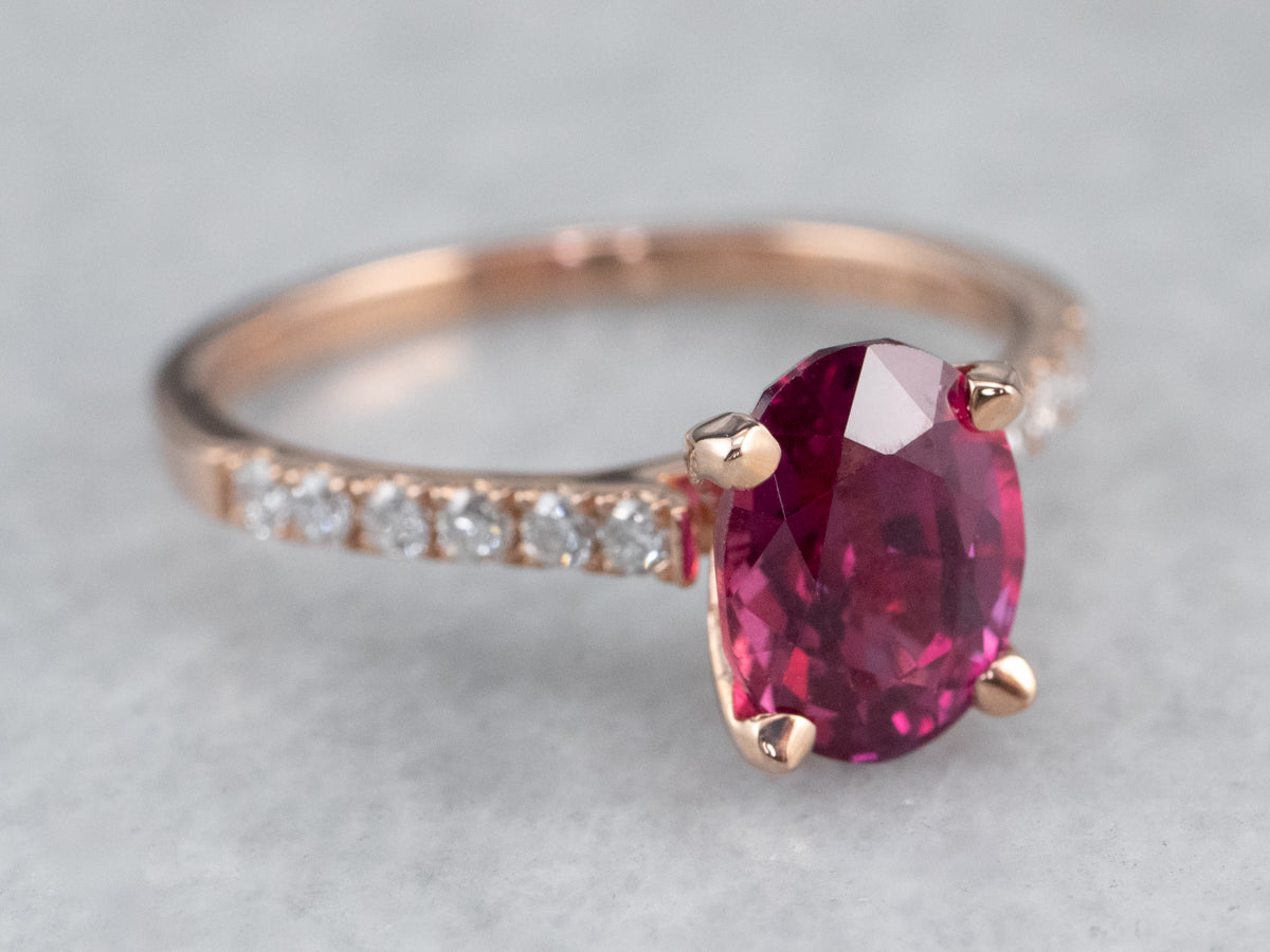 Rose Gold Pink Sapphire and Diamond Ring