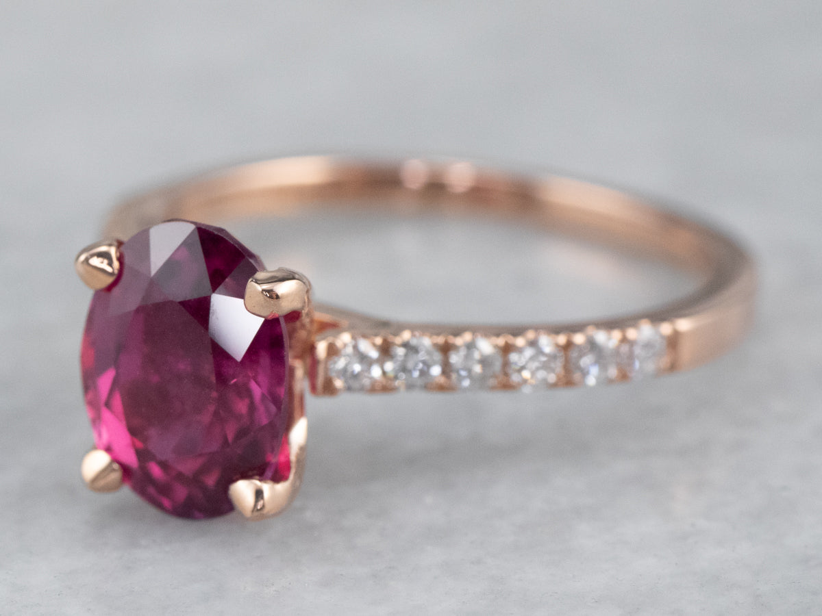 Rose Gold Pink Sapphire and Diamond Ring