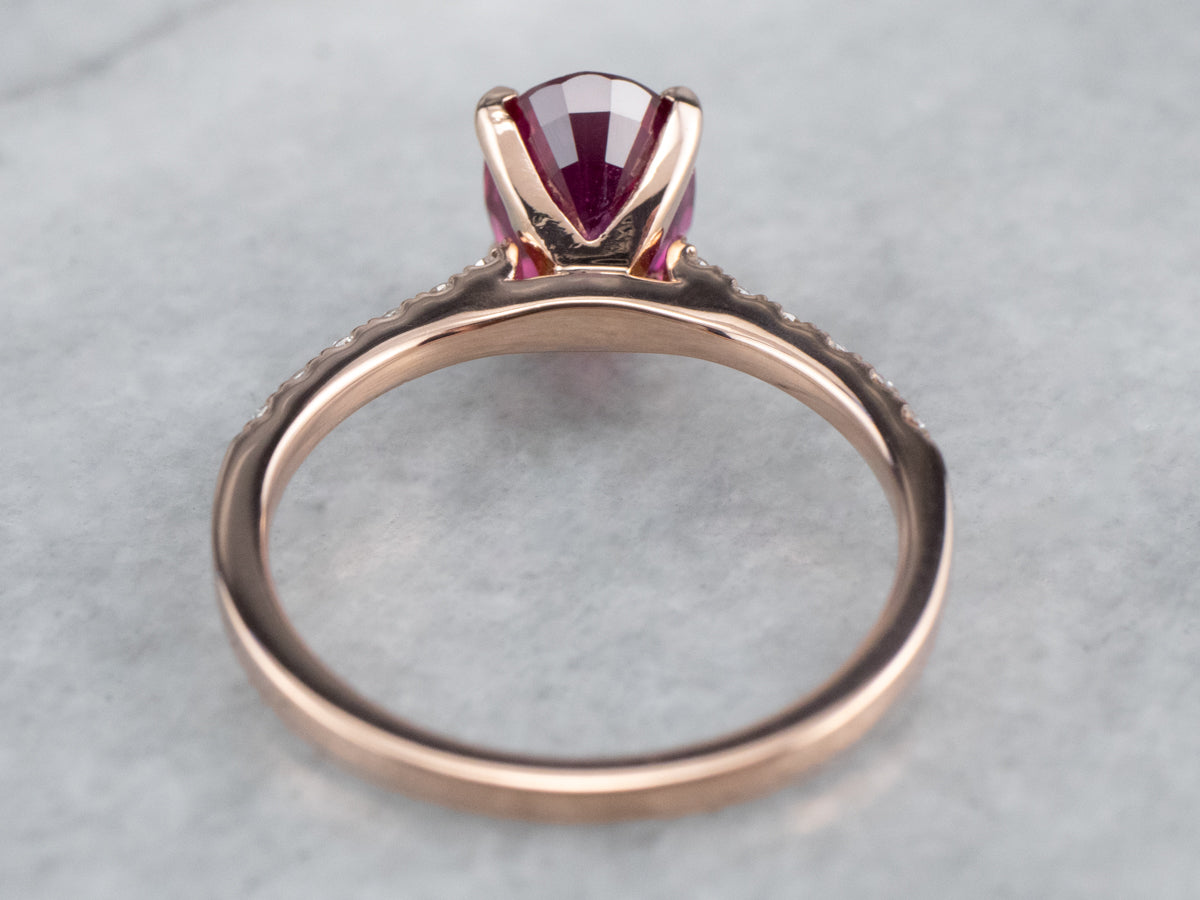 Rose Gold Pink Sapphire and Diamond Ring
