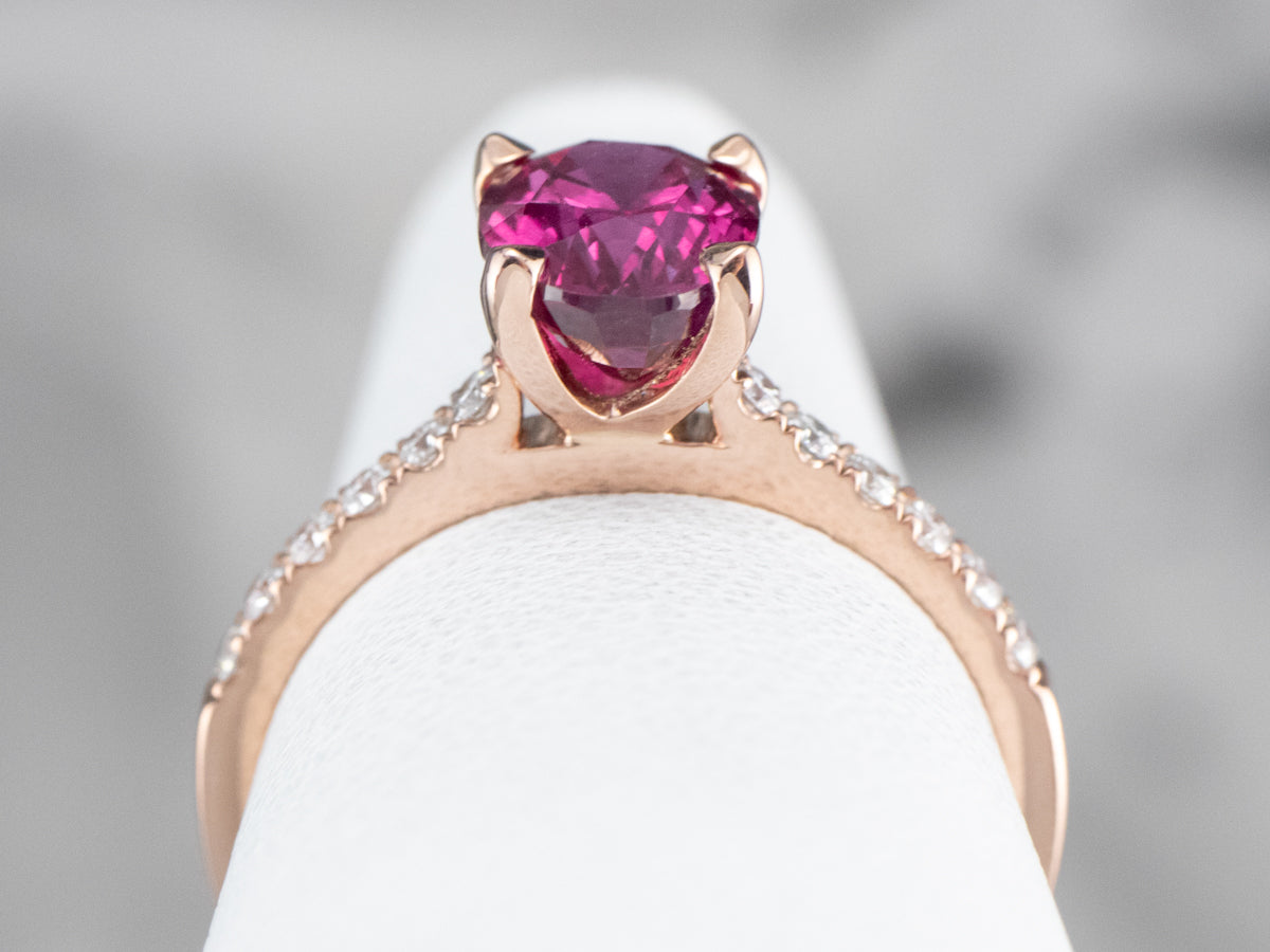 Rose Gold Pink Sapphire and Diamond Ring