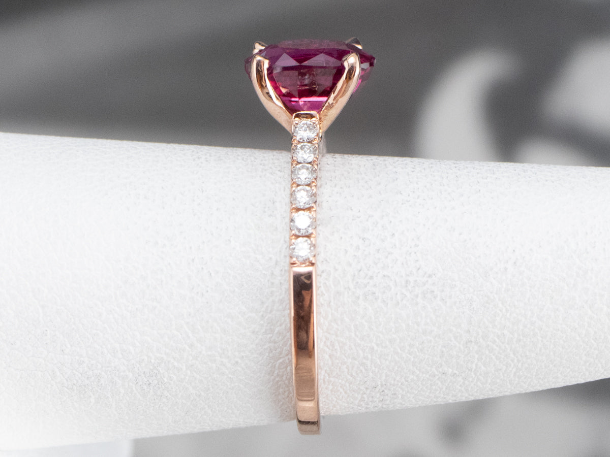 Rose Gold Pink Sapphire and Diamond Ring
