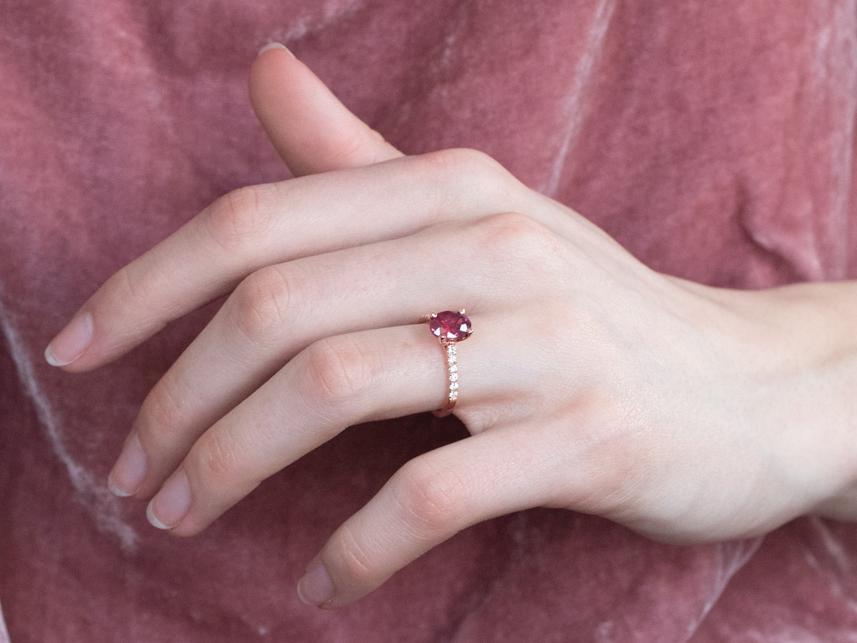 Rose Gold Pink Sapphire and Diamond Ring