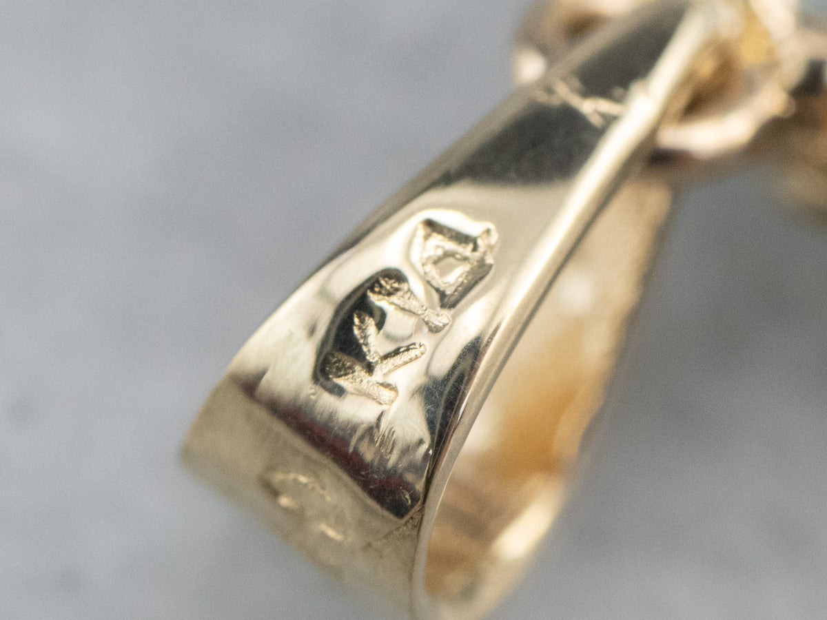 Gold Blue Topaz Solitaire Pendant