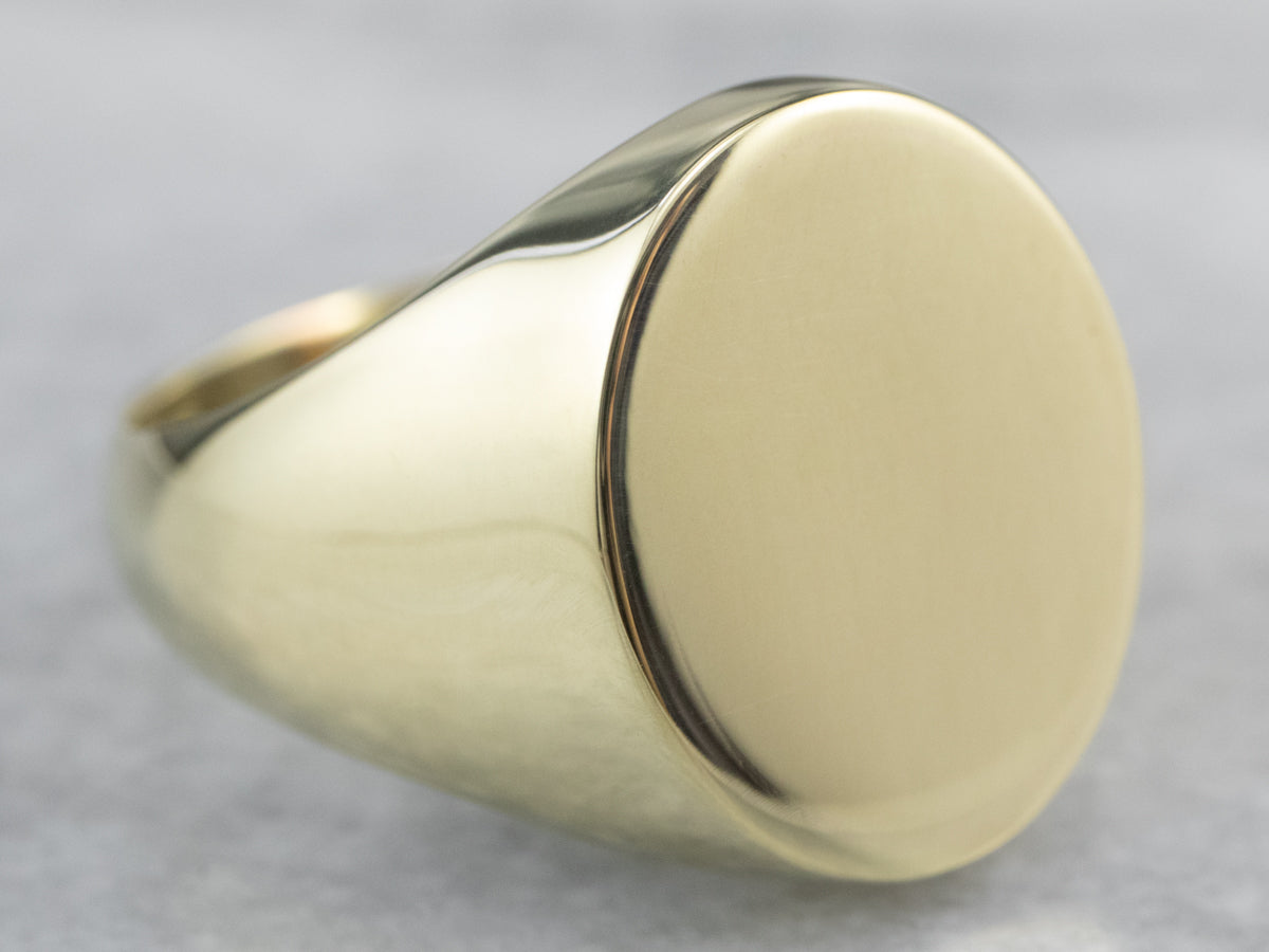 Plain 14K Green Gold Signet Ring