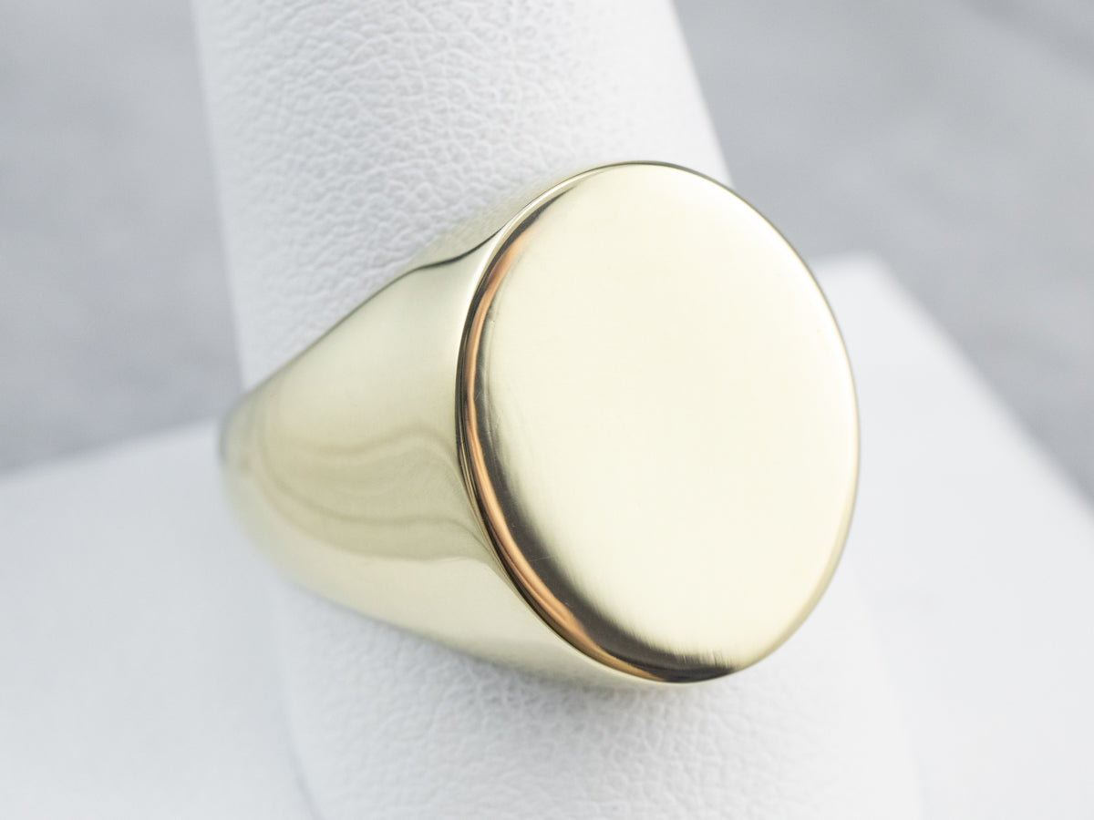Plain 14K Green Gold Signet Ring