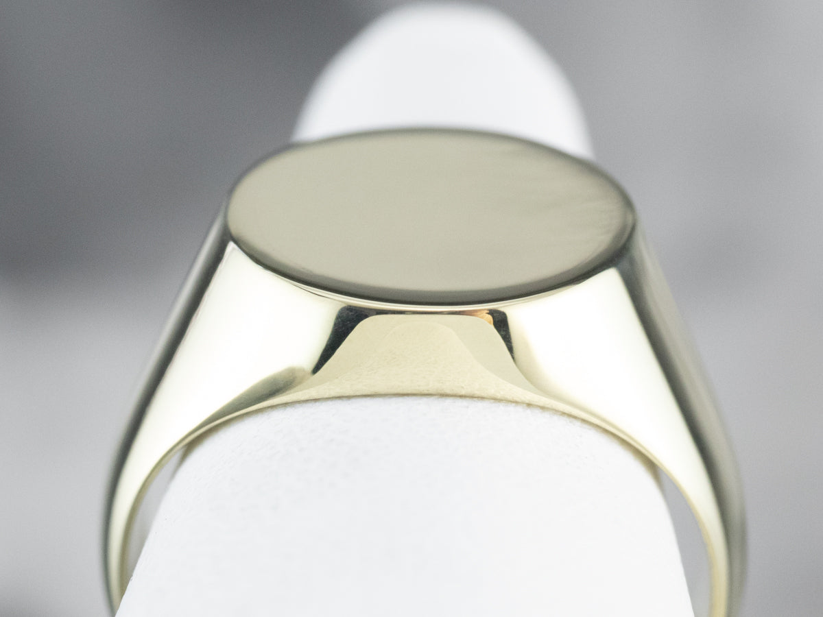 Plain 14K Green Gold Signet Ring