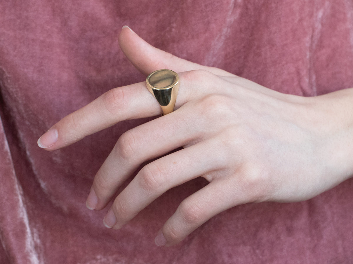 Plain 14K Green Gold Signet Ring