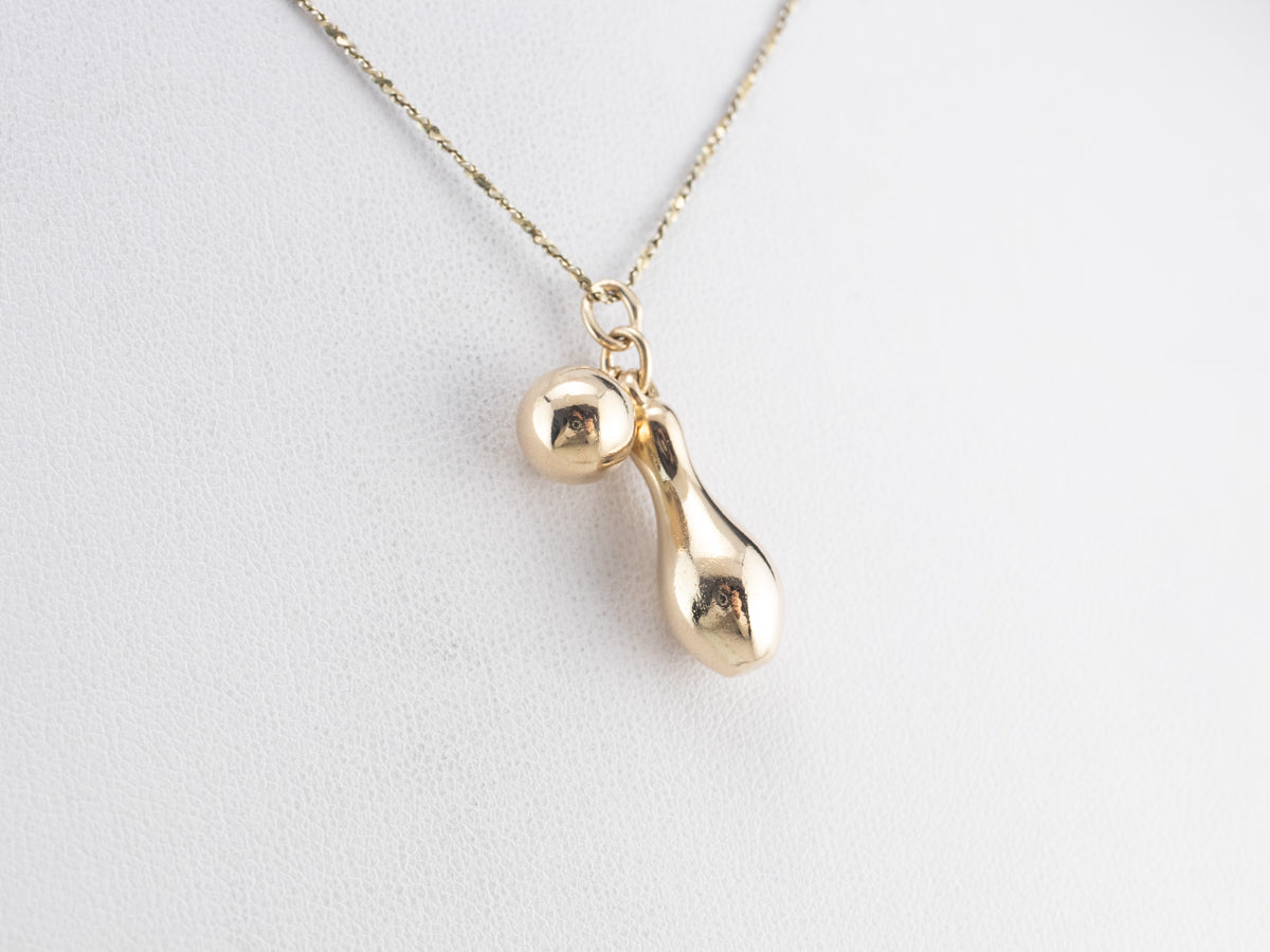 Large Vintage Gold Bowling Charm