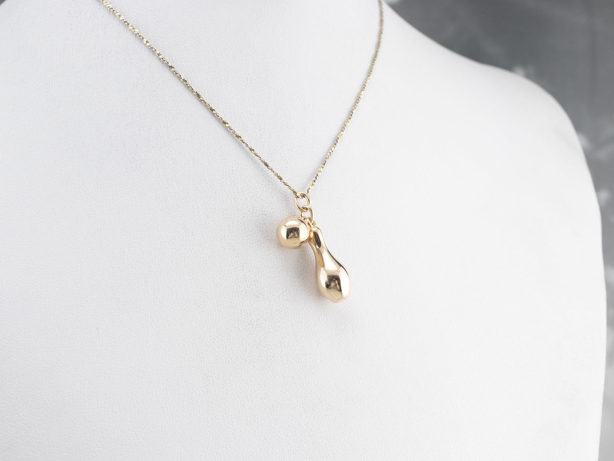 Large Vintage Gold Bowling Charm